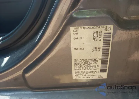 2019 Nissan Altima 2.5 S z USA, uszkodzony, nr VIN 1N4BL4BV0KC188011